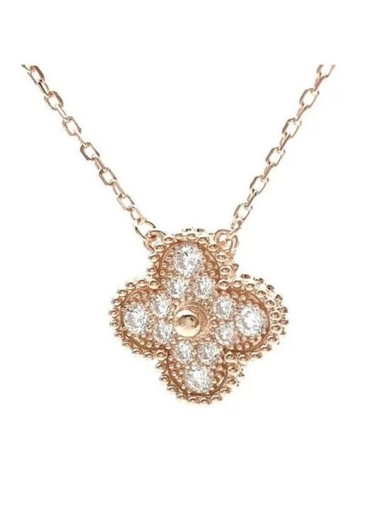 Jewelry - 18K GP 925 Sterling Silver four leaf clover pave CZ 16”-18” adjustable necklace
